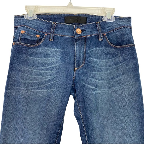 Tucci Slim Straight Jeans Womens Size 28 Tall Mid Low Rise Distressed Blue Denim - Picture 3 of 14